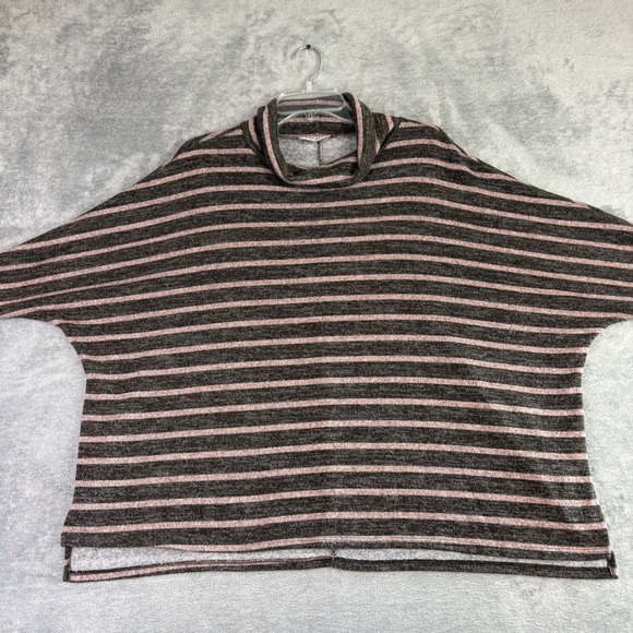 Andreé by Unit Medium Pink Brown Striped Cowl Neck Tunic Top Boxy Oversized VTG - Picture 1 of 10